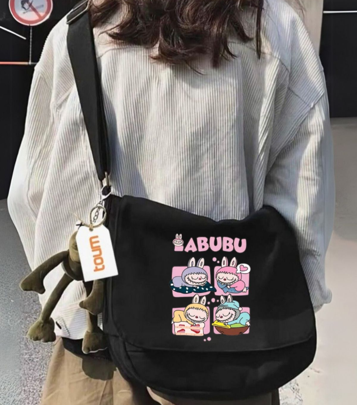 Labubu Baskılı Unisex Postacı Çantası