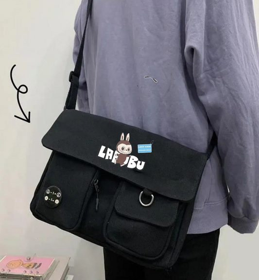 Labubu Unisex Cepli Unisex Siyah Postacı Çantası