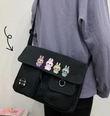 Labubu Karakter Harajuku Unisex Cepli Unisex Siyah Postacı Çantası