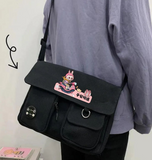 Labubu Harajuku Unisex Cepli Unisex Siyah Postacı Çantası
