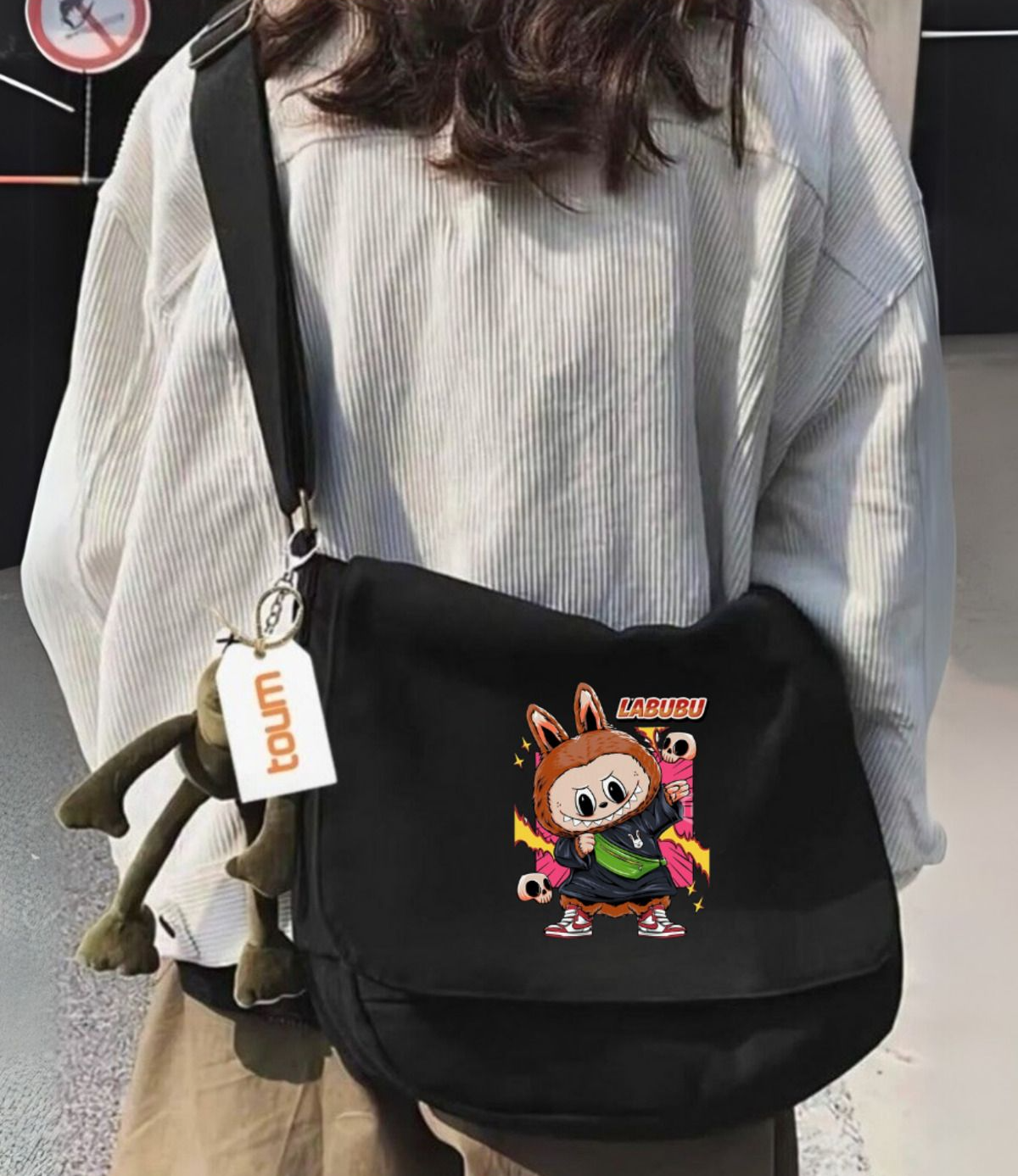 Labubu Baskılı Unisex Postacı Çantası