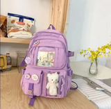 Kawaii Kore Tarzı Aksesuarlı Ve Ayıcıklı Premium Kalite Okul Sırt Çantası