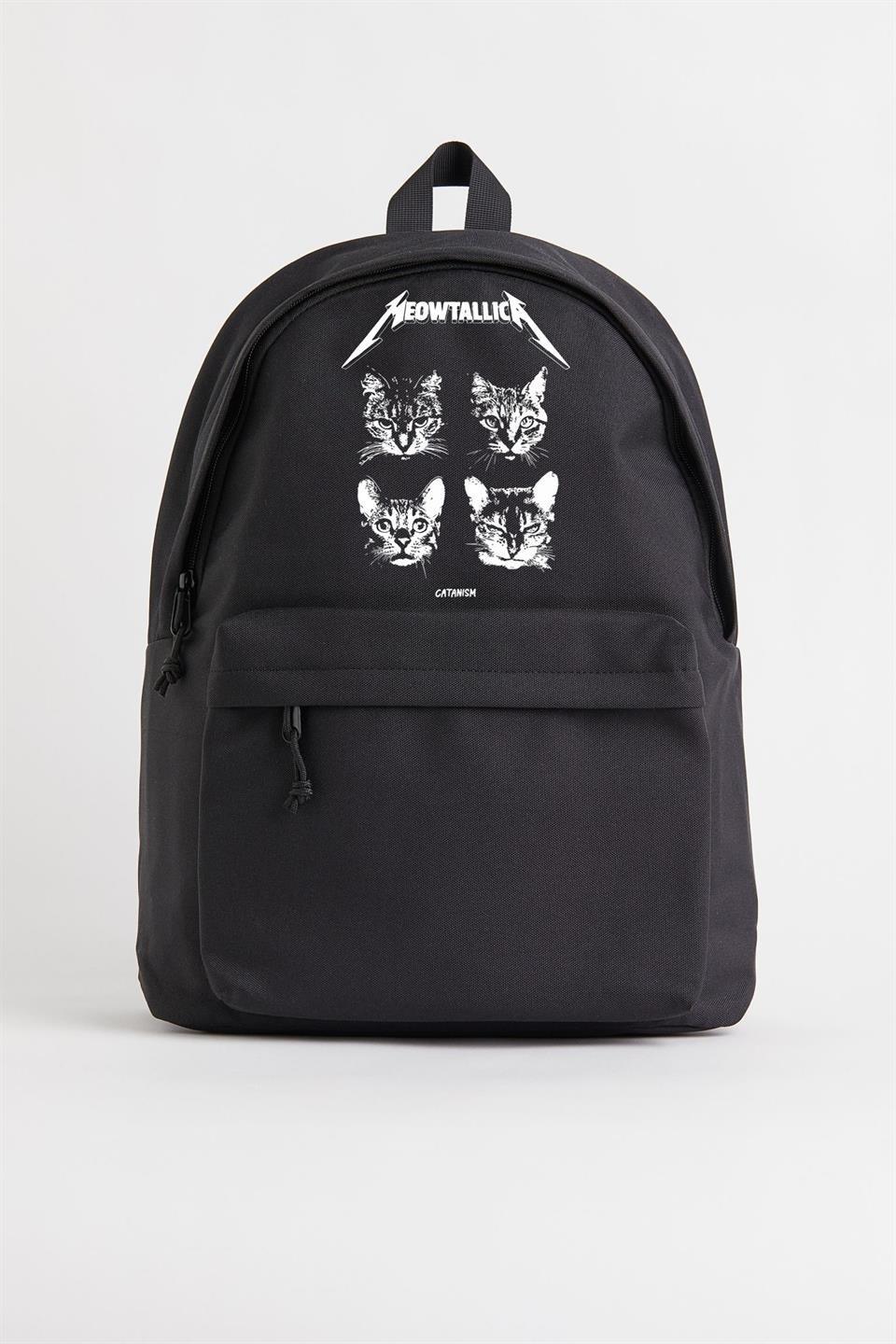 Meowtallica Baskılı Unisex Sırt Çantası